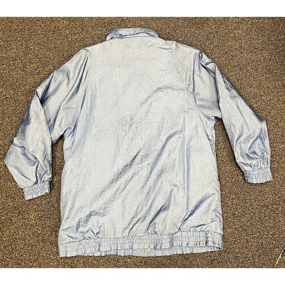 Vintage 80s windbreaker Haband Light Blue Lined Nylon grandma Jacket pockets - Picture 2 of 4